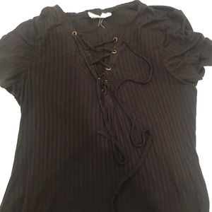 Black Lace Up Top